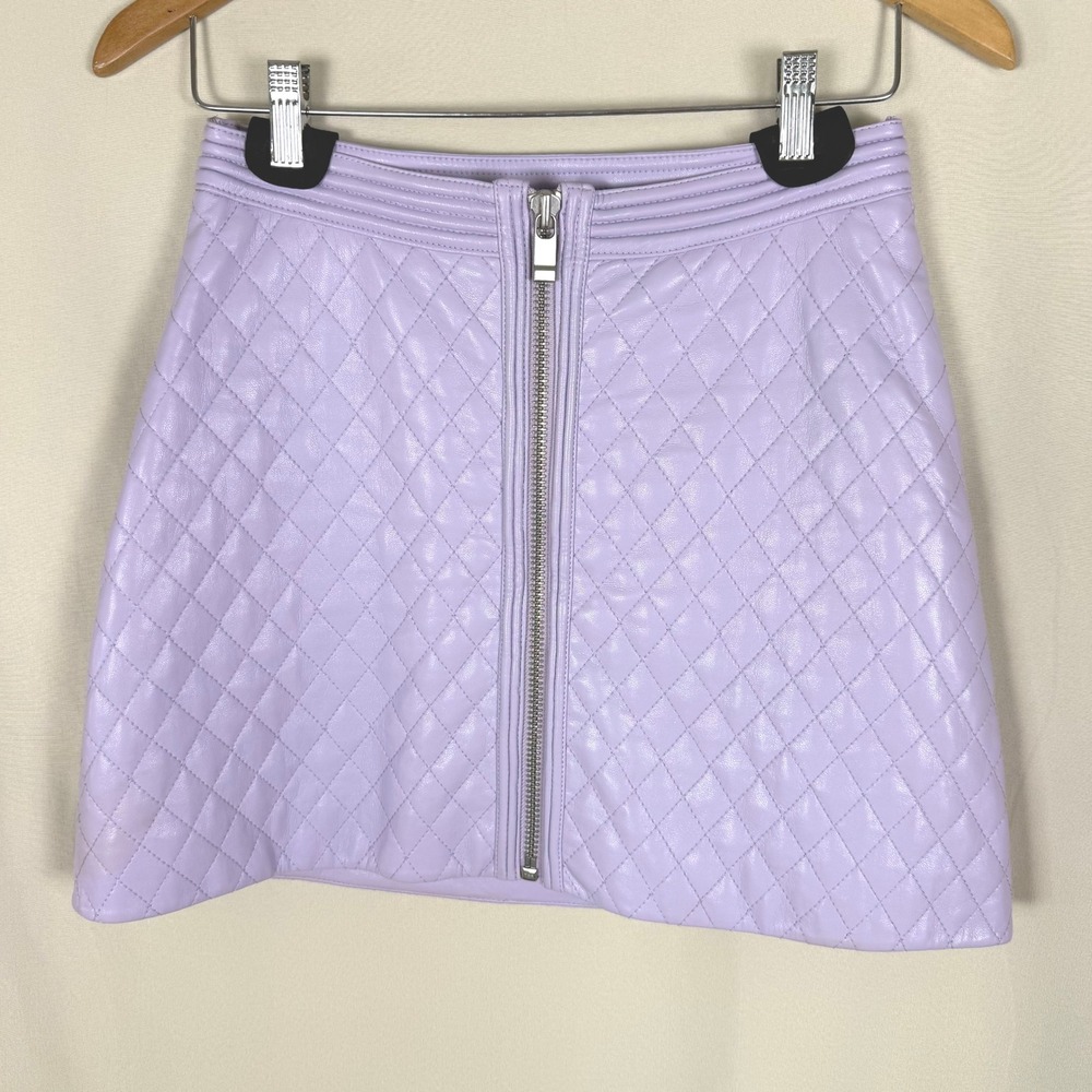AS by DF Nico Quilted Recycled Leather Mini Skirt Lavender Purple Size S Alter